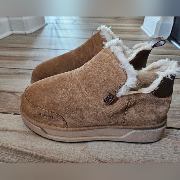 AMIRI Shearling Suede Slip On Boots Tan Fur Lined Luxury Designer Shoes Men\'s 13 main image 5